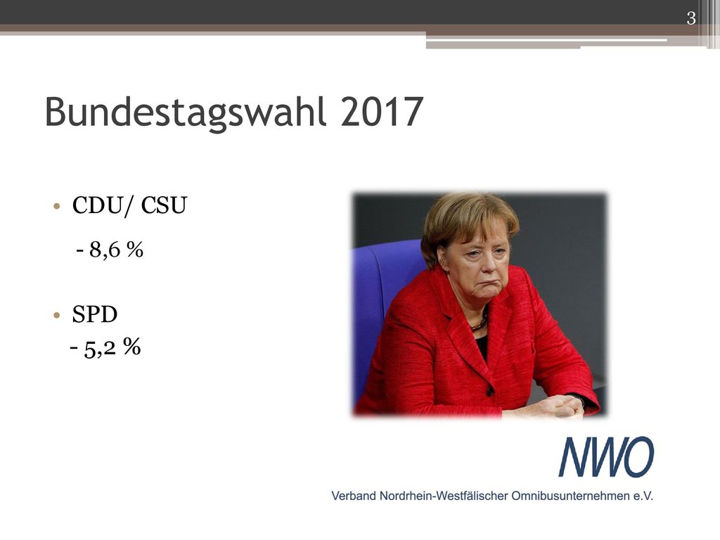 Bundestagswahl 2017 CDU/ CSU - 8,6 % SPD - 5,2 %