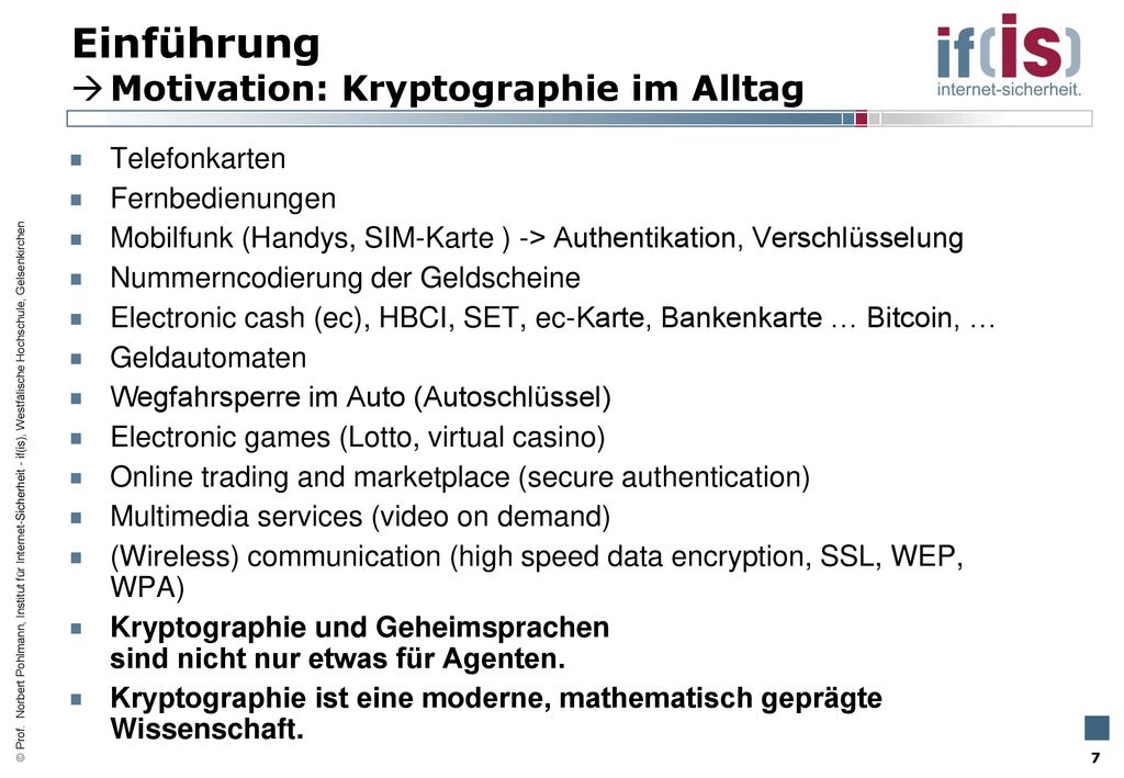 Einführung Motivation: Kryptographie im Alltag Telefonkarten