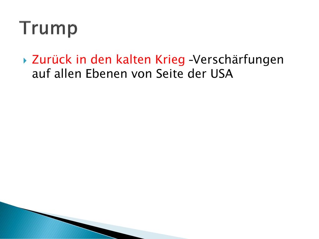 Trump Zurück in den kalten Krieg –Verschärfungen auf allen Ebenen von Seite der USA