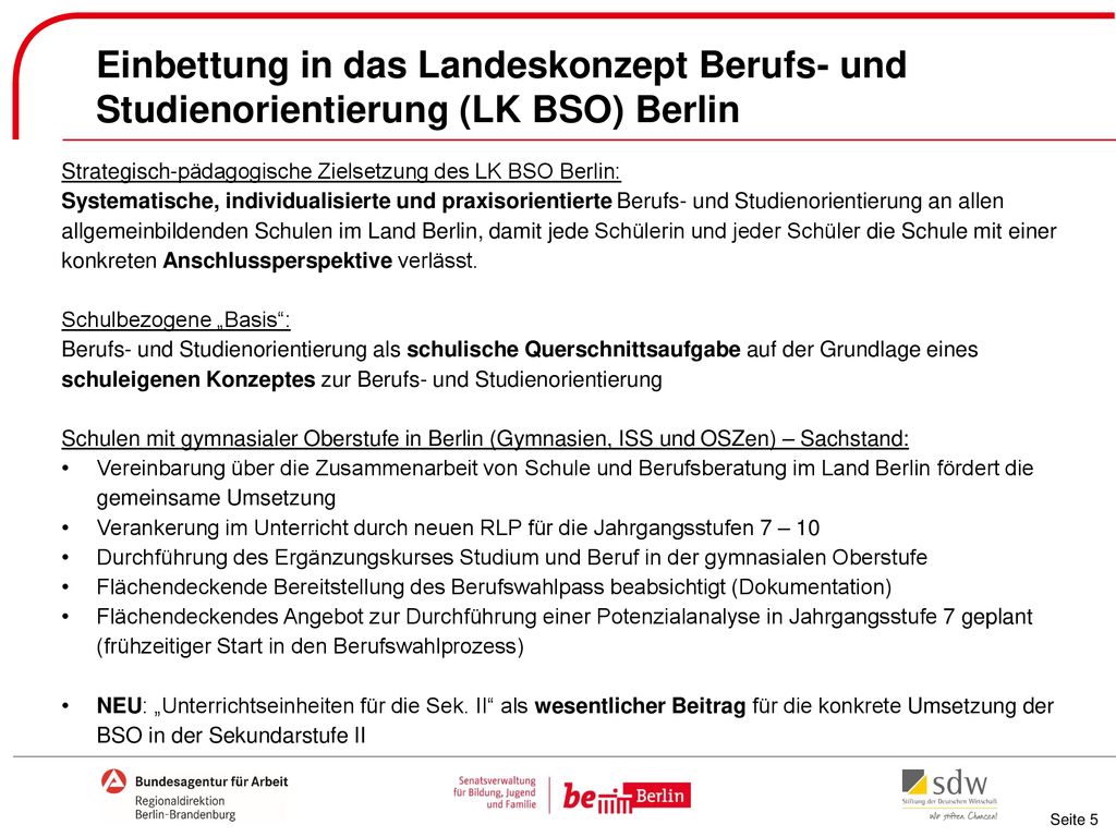 Einbettung in das Landeskonzept Berufs- und Studienorientierung (LK BSO) Berlin