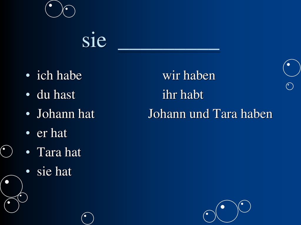 sie _________ ich habe wir haben du hast ihr habt