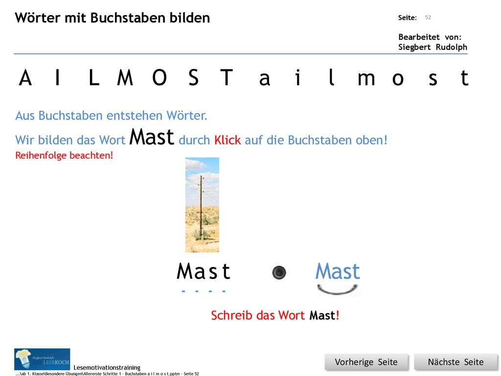 A I L M O S T a i l m o s t M a s t Mast Wörter mit Buchstaben bilden