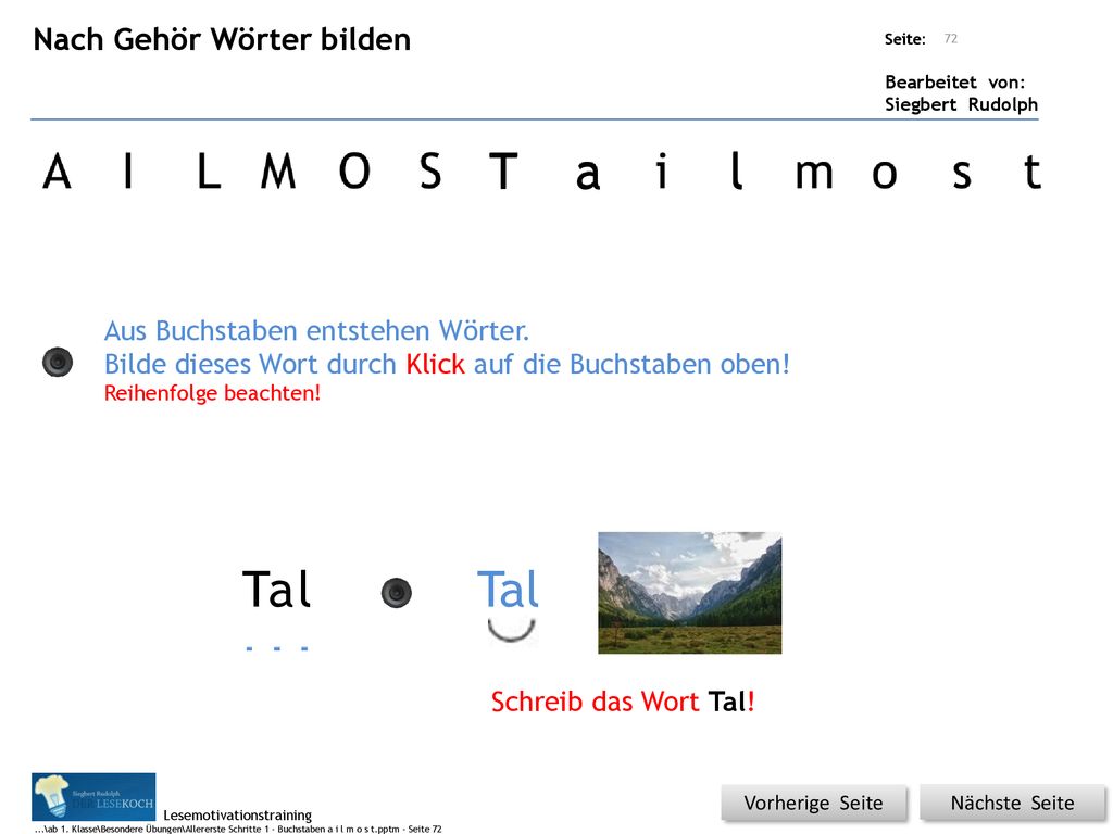T a l T a l Tal Nach Gehör Wörter bilden