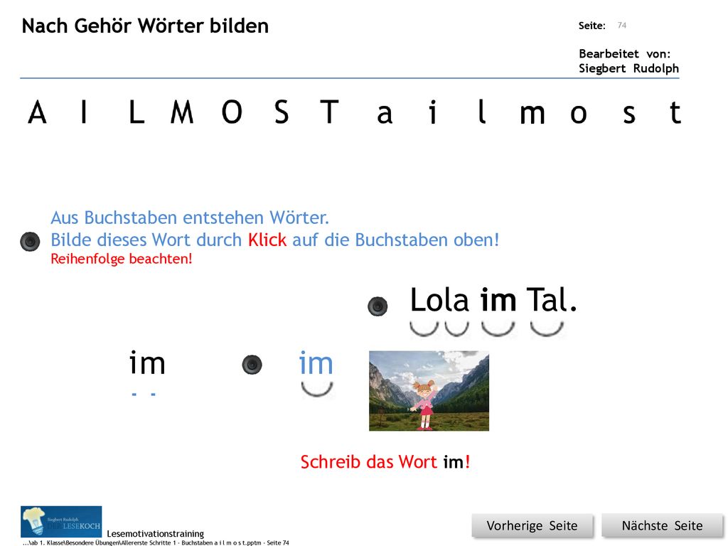 i m Lola im Tal. i m im Nach Gehör Wörter bilden