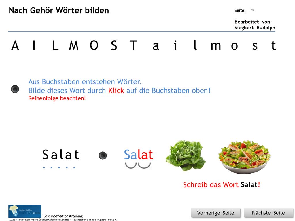 S a a l t S a l a t Salat Nach Gehör Wörter bilden
