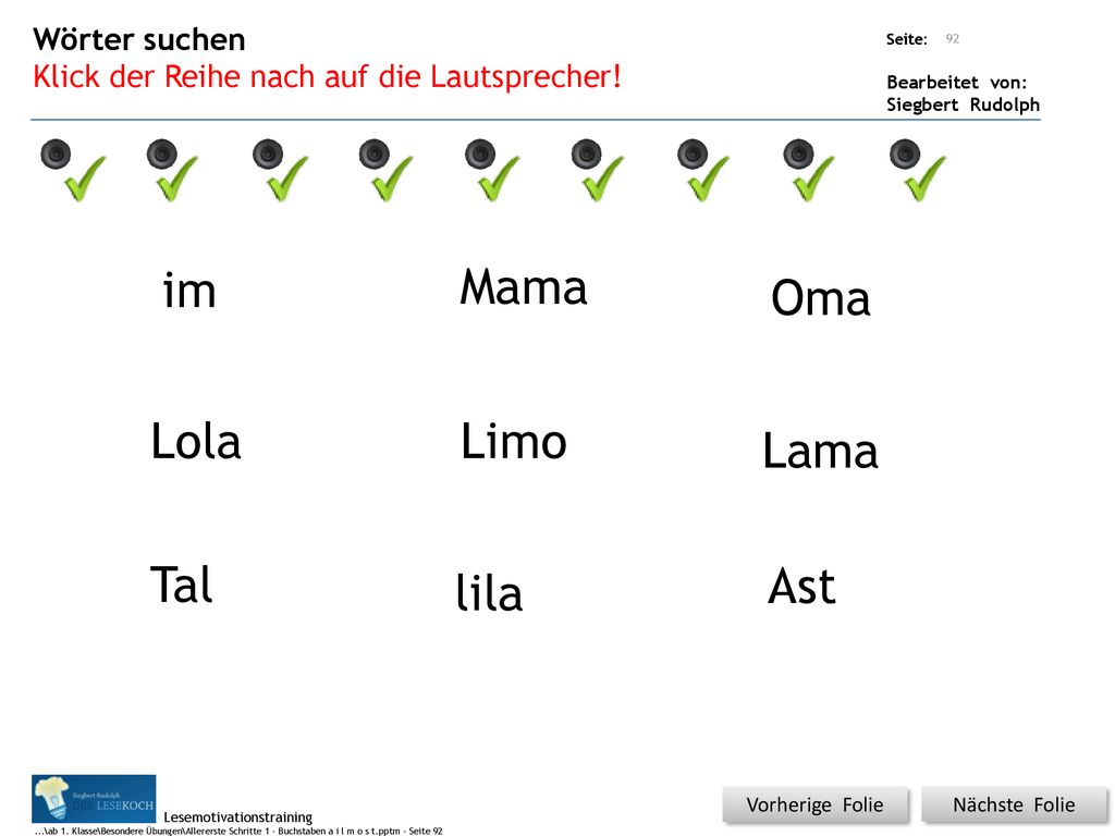 im Mama Oma Lola Limo Lama Tal lila Ast Wörter suchen