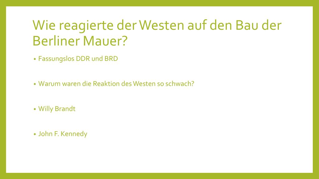 Wie reagierte der Westen auf den Bau der Berliner Mauer