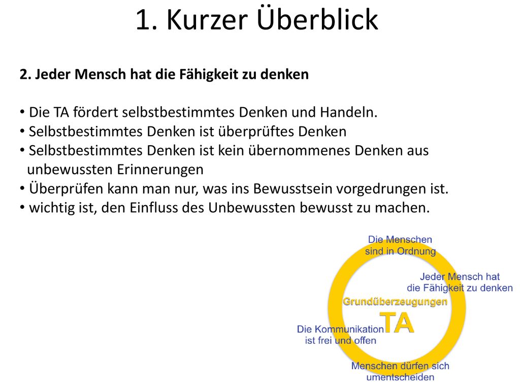 1. Kurzer Überblick 2. Jeder Mensch hat die Fähigkeit zu denken
