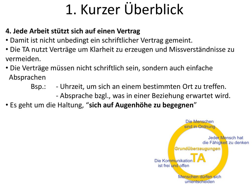 1. Kurzer Überblick 4. Jede Arbeit stützt sich auf einen Vertrag