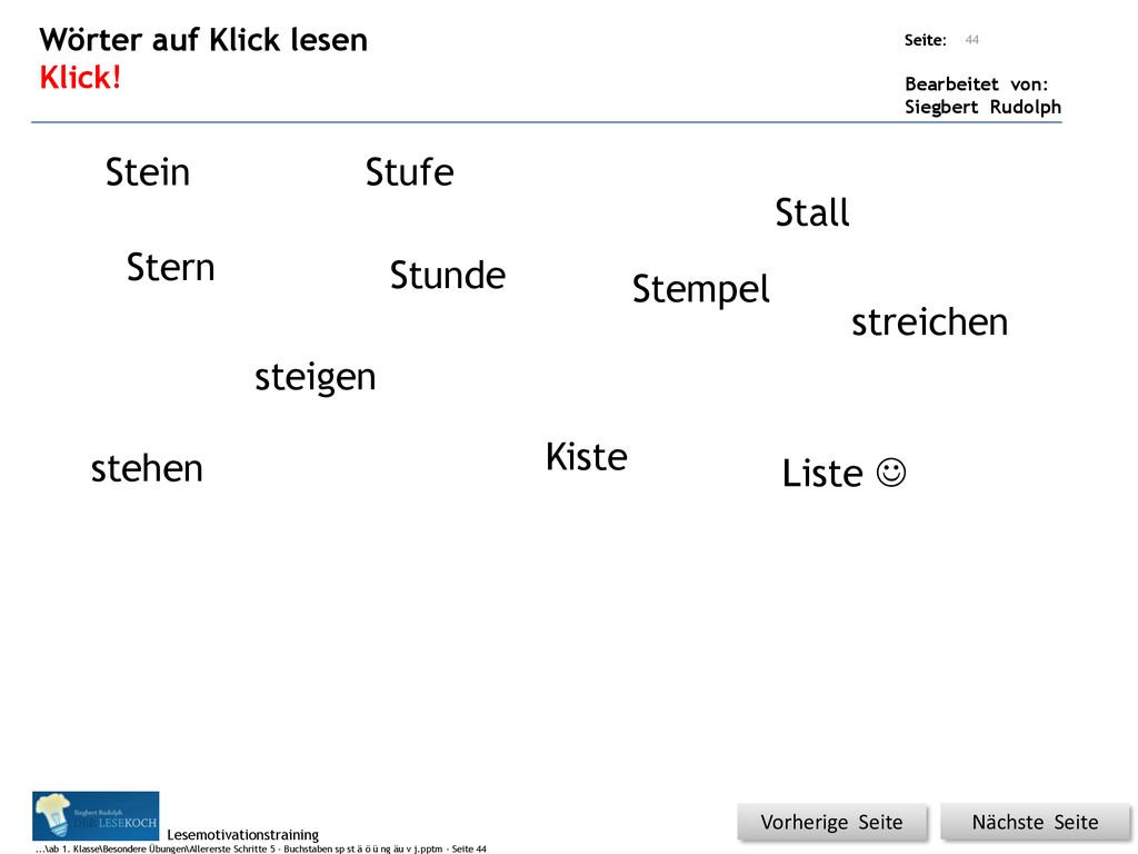 Stein Stufe Stall Stern Stunde Stempel streichen steigen Kiste stehen