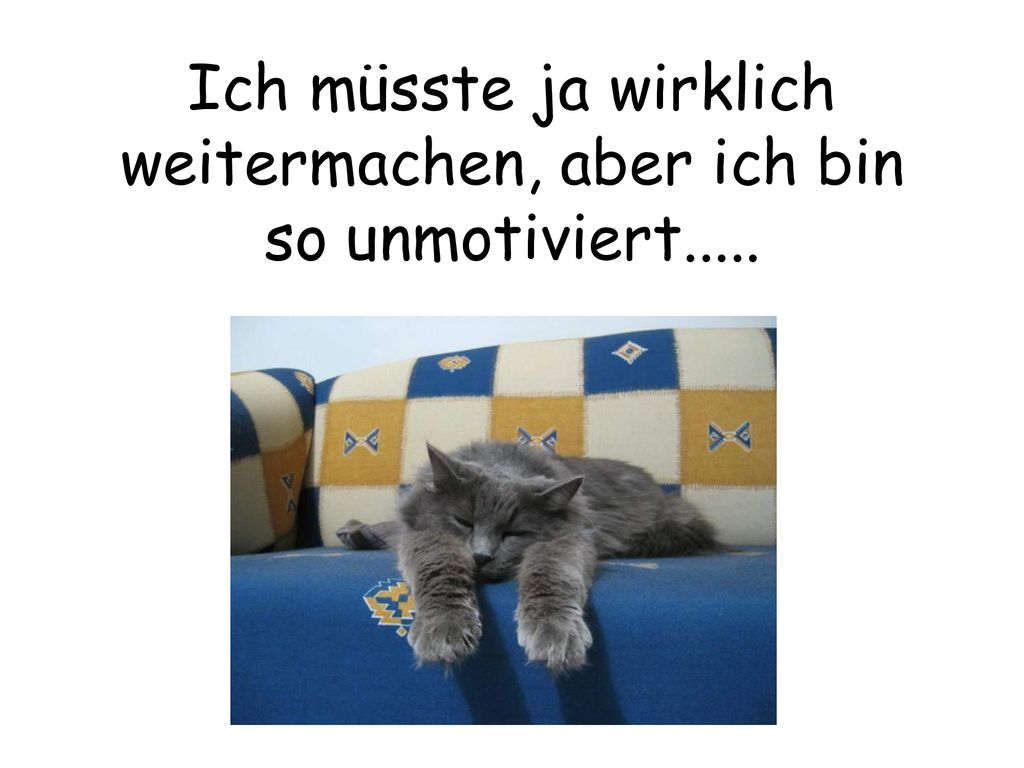Ich müsste ja wirklich weitermachen, aber ich bin so unmotiviert.....