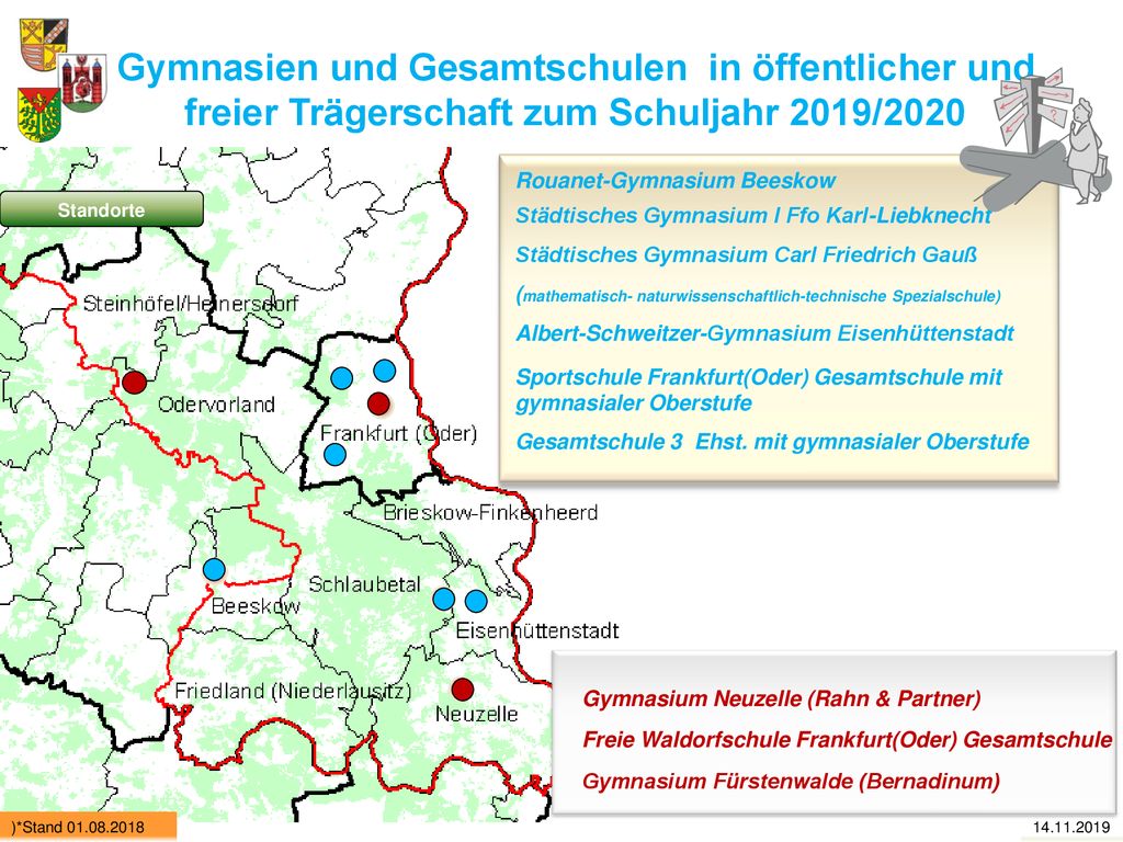 Gymnasien und Gesamtschulen in öffentlicher und freier Trägerschaft zum Schuljahr 2019/2020