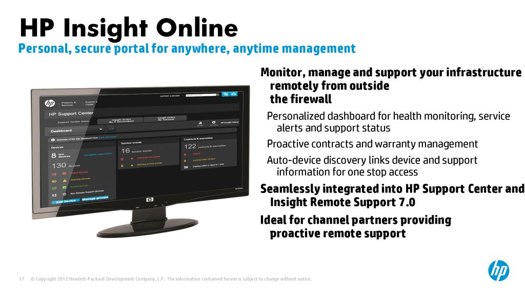 14 November 2019 HP Insight Online. Personal, secure portal for anywhere, anytime management.