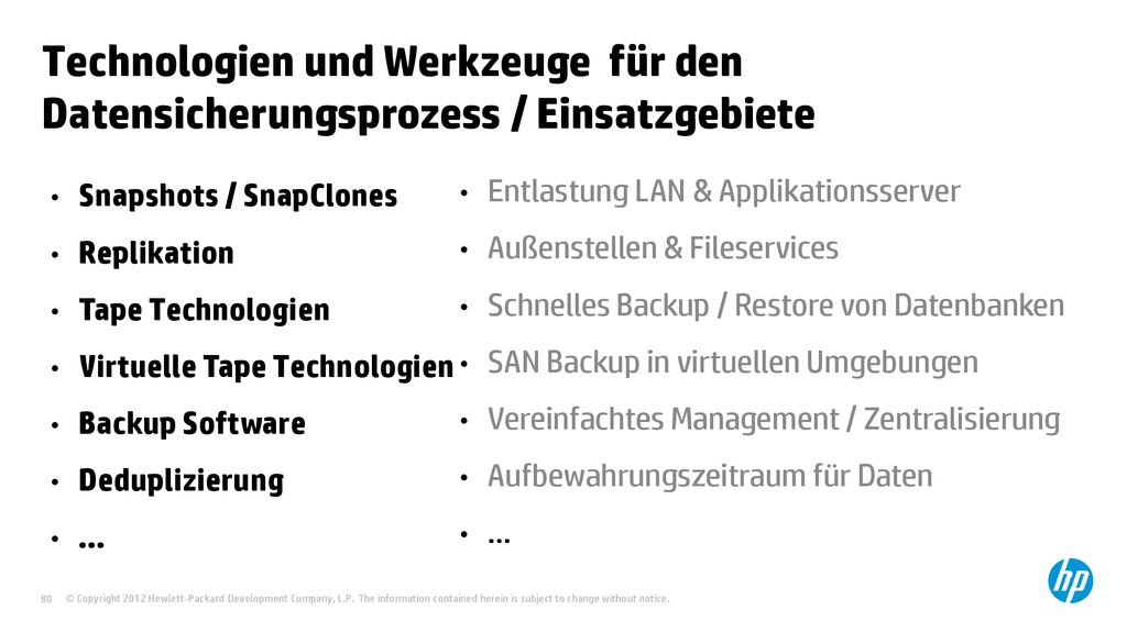 14 November 2019 Technologien und Werkzeuge für den Datensicherungsprozess / Einsatzgebiete. Snapshots / SnapClones.