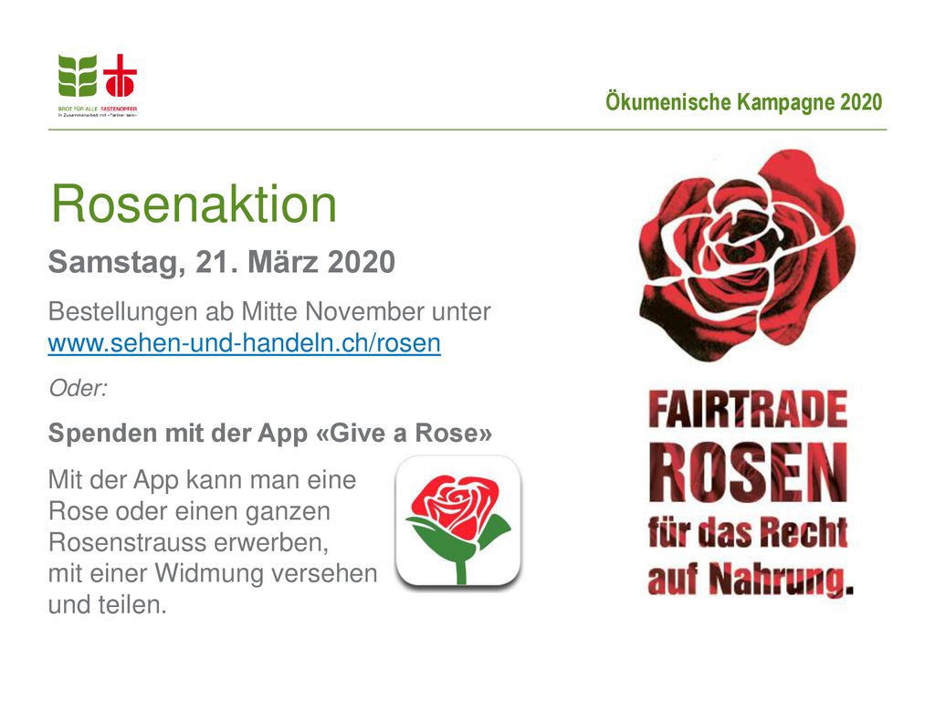 Rosenaktion Samstag, 21. März 2020