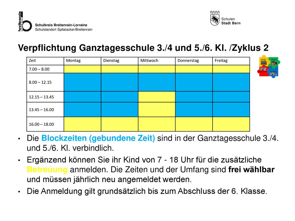 Verpflichtung Ganztagesschule 3./4 und 5./6. Kl. /Zyklus 2