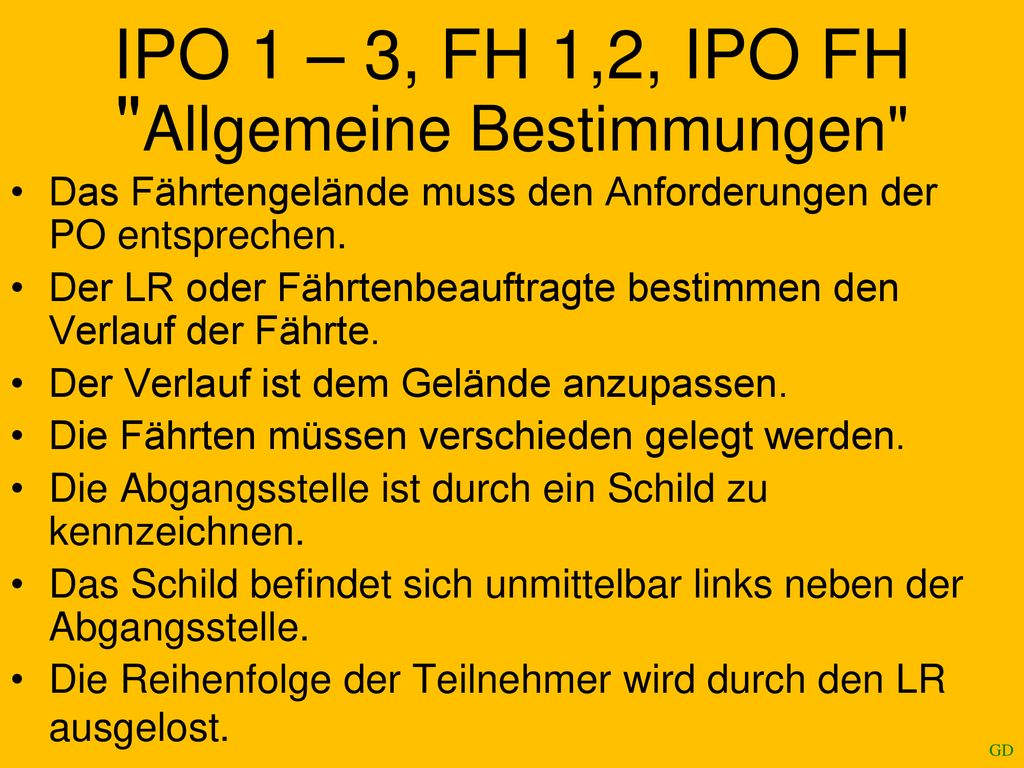 IPO 1 – 3, FH 1,2, IPO FH Allgemeine Bestimmungen