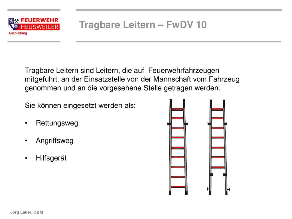 Tragbare Leitern FwDV ppt herunterladen