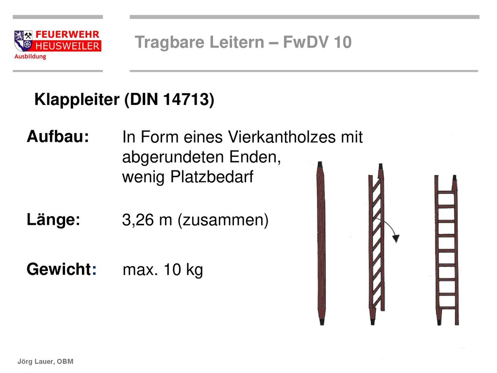 Tragbare Leitern FwDV ppt herunterladen