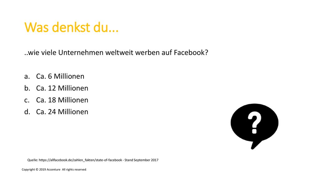 Was denkst du... ..wie viele Unternehmen weltweit werben auf Facebook