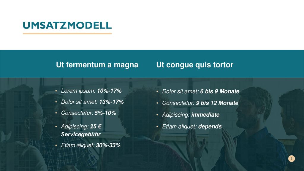 UMSATZMODELL Ut fermentum a magna Ut congue quis tortor