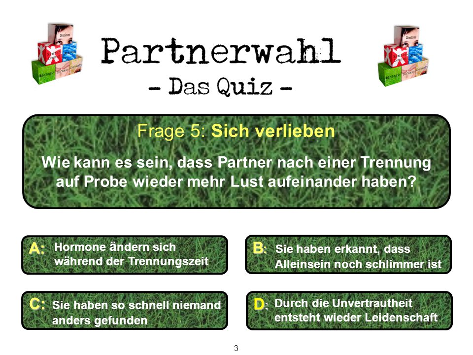 Frage 5: Sich verlieben Wie kann es sein, dass Partner nach einer Trennung auf Probe wieder mehr Lust aufeinander haben