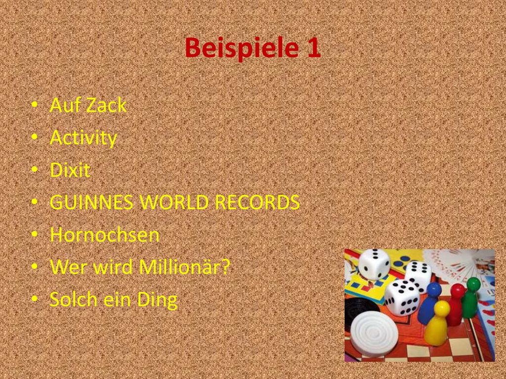 Beispiele 1 Auf Zack Activity Dixit GUINNES WORLD RECORDS Hornochsen