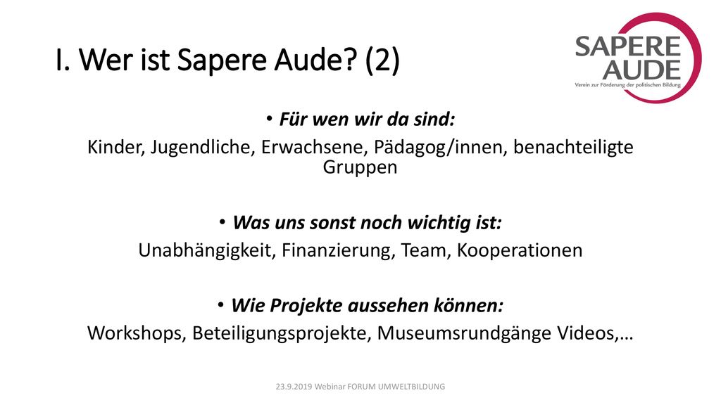 Was uns sonst noch wichtig ist: Wie Projekte aussehen können: