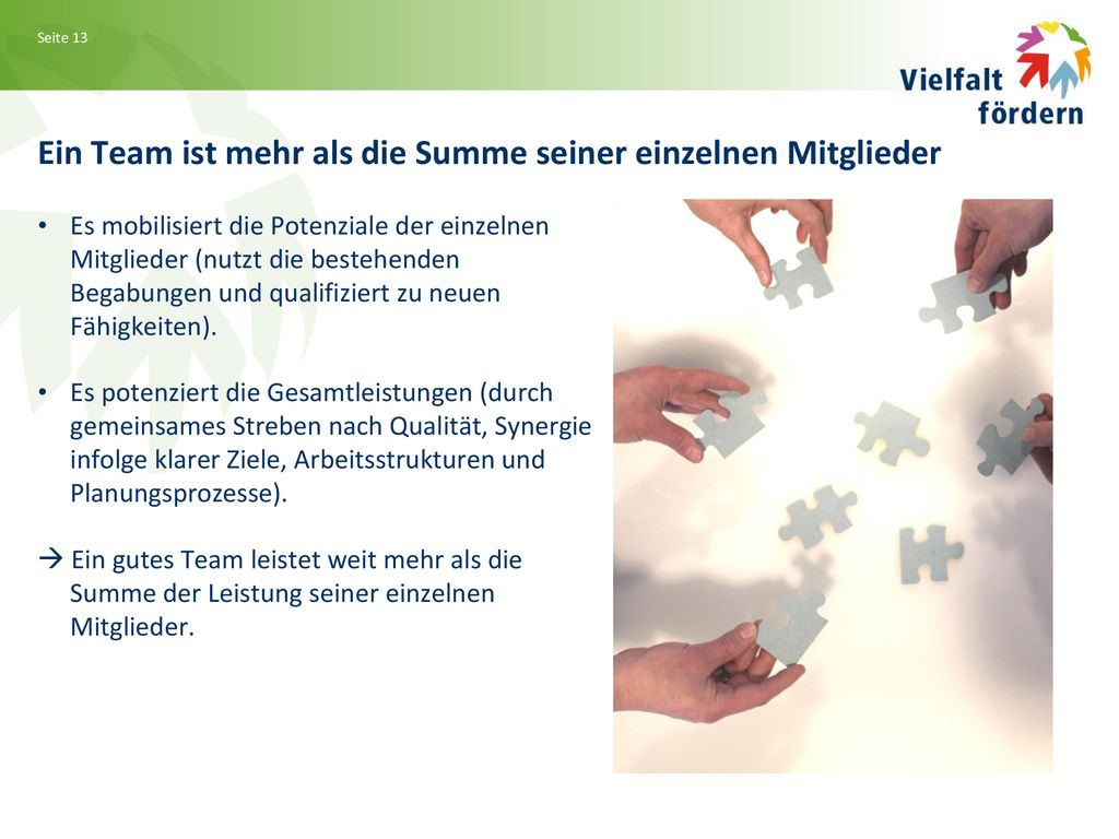 Ein Team ist mehr als die Summe seiner einzelnen Mitglieder