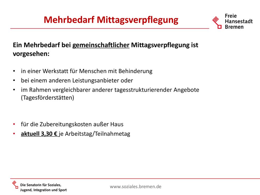 Mehrbedarf Mittagsverpflegung