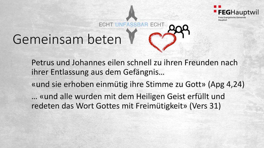 Gemeinsam beten Petrus und Johannes eilen schnell zu ihren Freunden nach ihrer Entlassung aus dem Gefängnis…