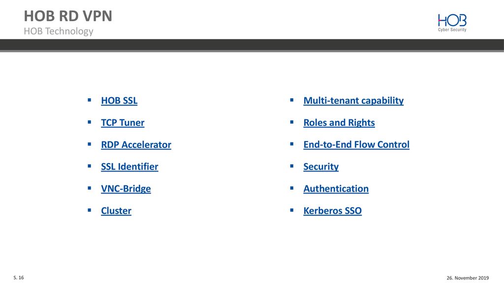 HOB RD VPN HOB Technology HOB SSL TCP Tuner RDP Accelerator