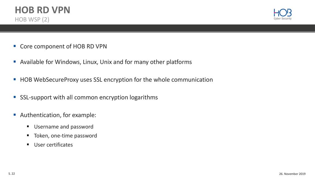 HOB RD VPN HOB WSP (2) Core component of HOB RD VPN