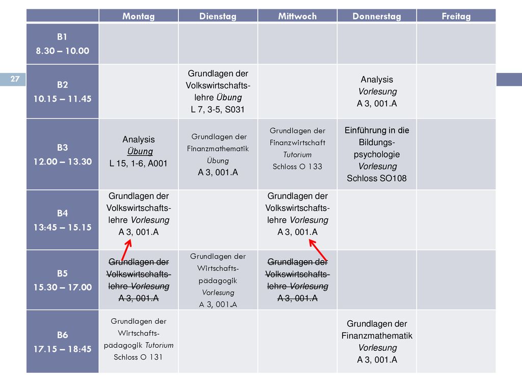Montag Dienstag Mittwoch Donnerstag Freitag B – B2