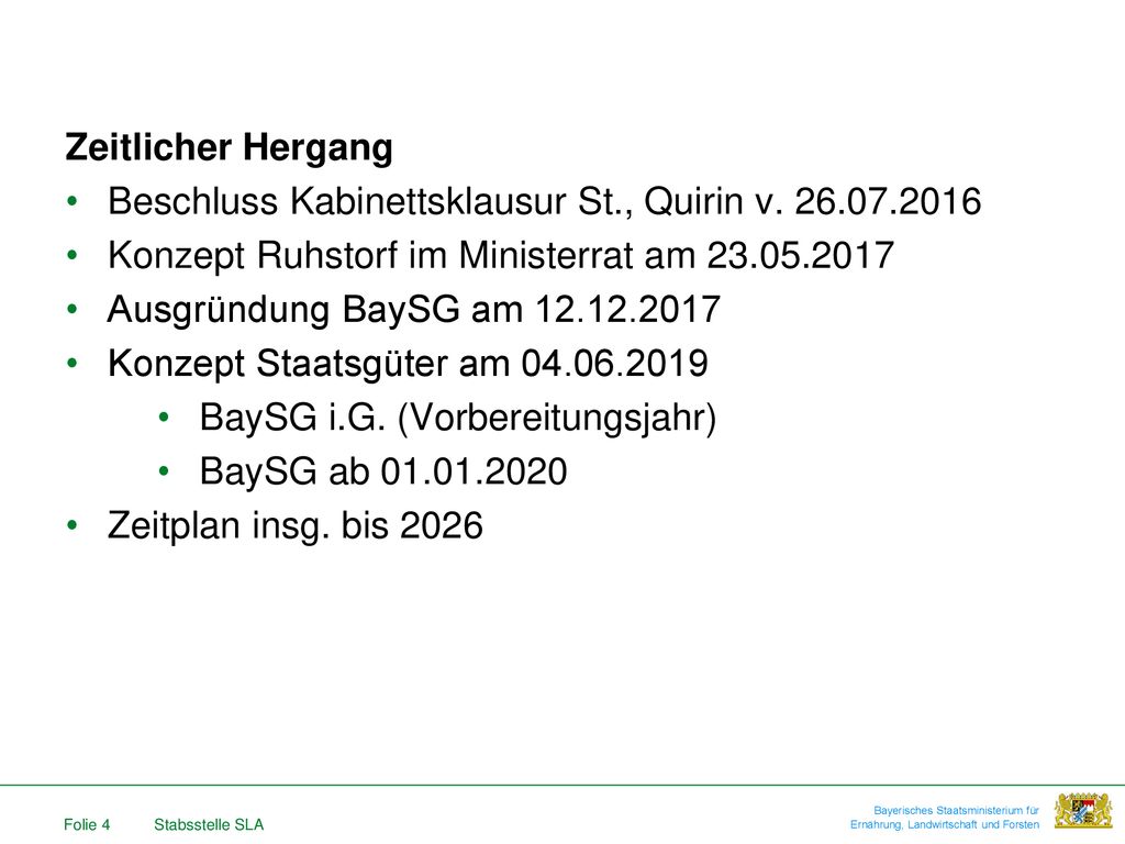 Zeitlicher Hergang Beschluss Kabinettsklausur St., Quirin v Konzept Ruhstorf im Ministerrat am