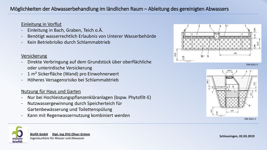 Möglichkeiten der Abwasserbehandlung im ländlichen Raum – Ableitung des gereinigten Abwassers