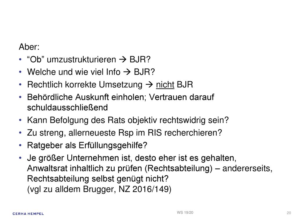 Ob umzustrukturieren  BJR Welche und wie viel Info  BJR