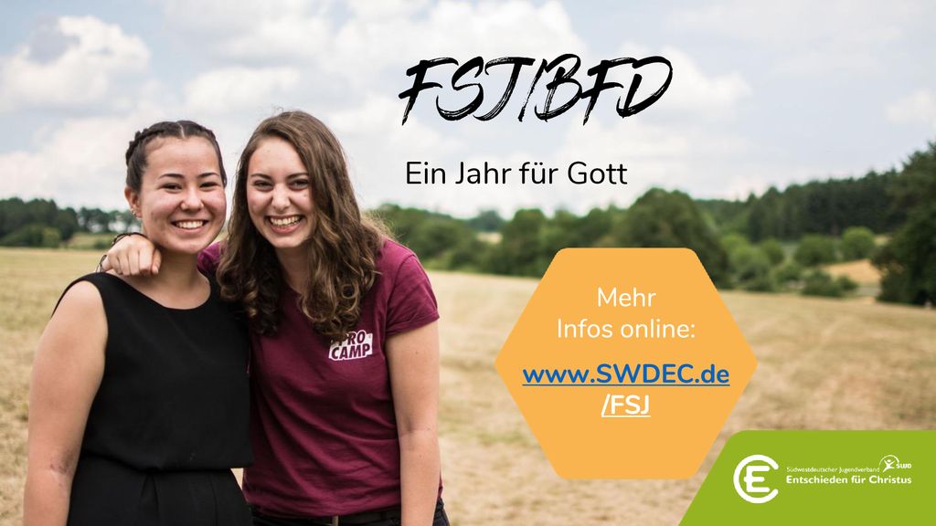 FSJ/BFD Ein Jahr für Gott Mehr Infos online:   /FSJ