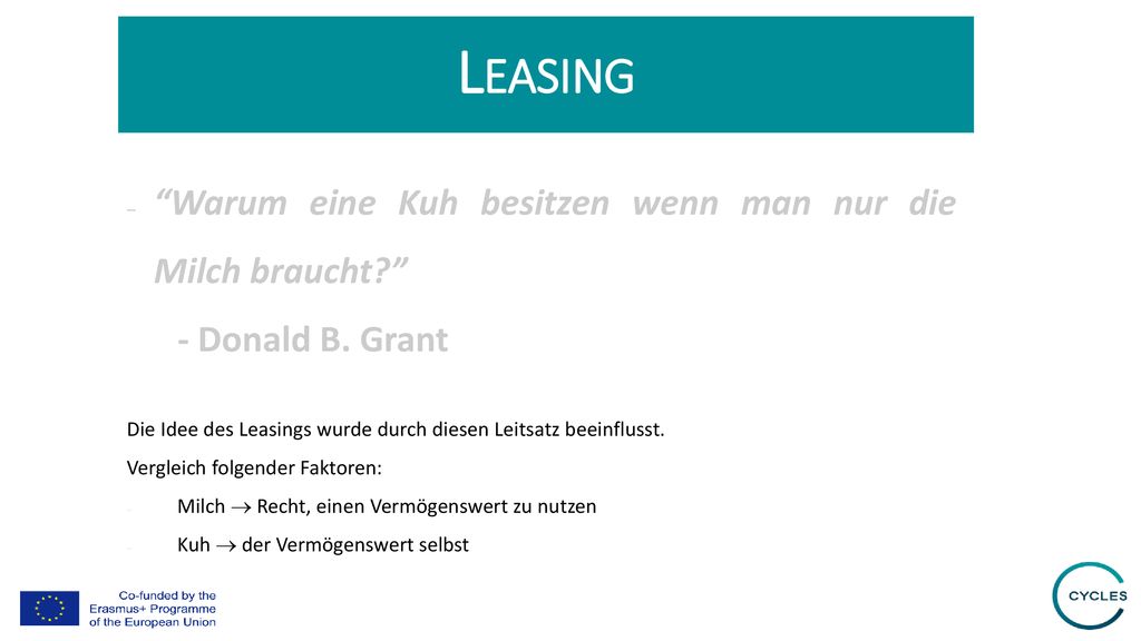 Leasing Warum eine Kuh besitzen wenn man nur die Milch braucht