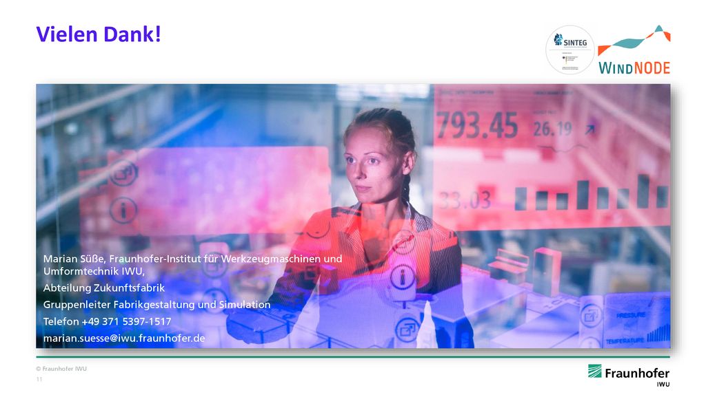Vielen Dank! Marian Süße, Fraunhofer-Institut für Werkzeugmaschinen und Umformtechnik IWU, Abteilung Zukunftsfabrik.