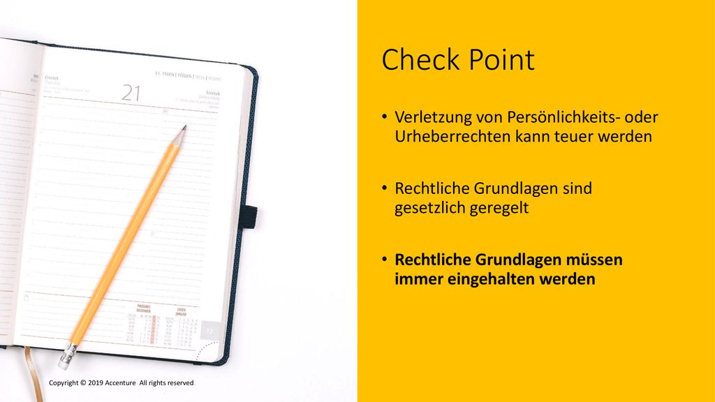 Check Point Verletzung von Persönlichkeits- oder Urheberrechten kann teuer werden. Rechtliche Grundlagen sind gesetzlich geregelt.
