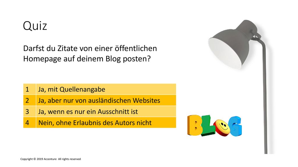 Quiz Darfst du Zitate von einer öffentlichen Homepage auf deinem Blog posten 1. Ja, mit Quellenangabe.