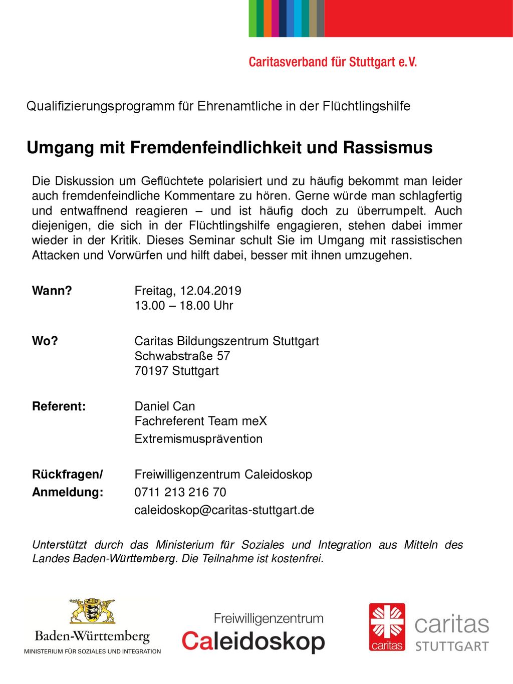Qualifizierungsprogramm für Ehrenamtliche in der Flüchtlingshilfe Umgang mit Fremdenfeindlichkeit und Rassismus