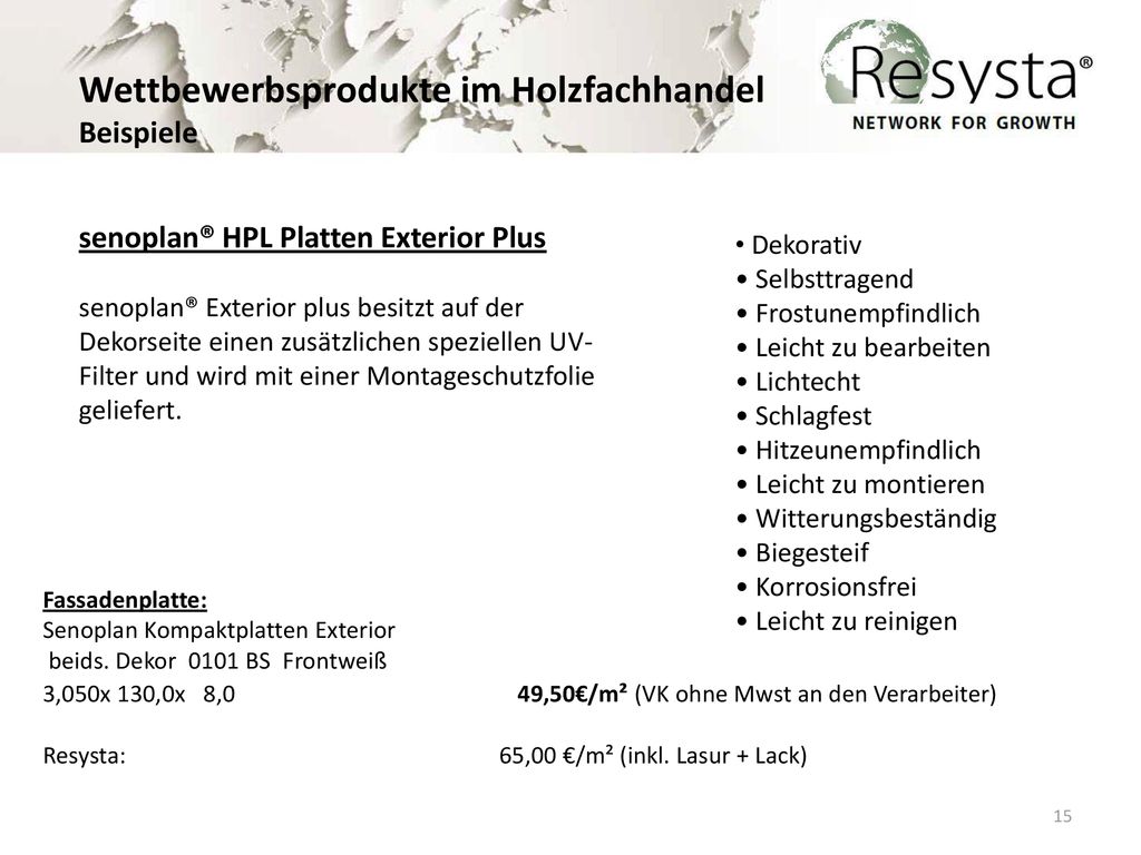 Wettbewerbsprodukte im Holzfachhandel