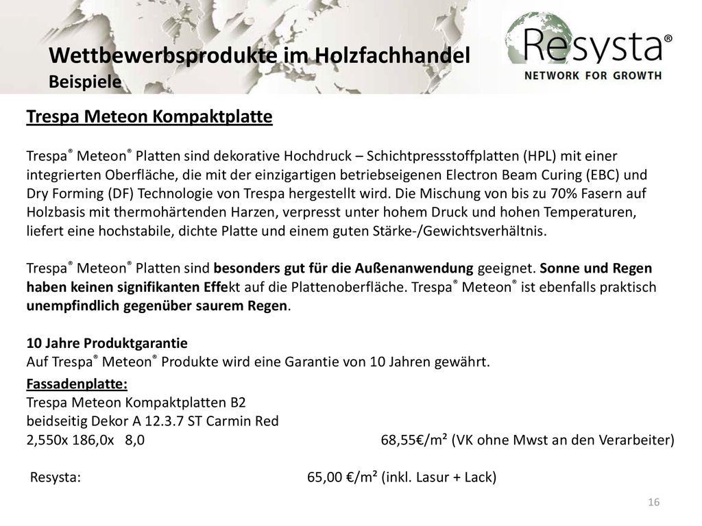 Wettbewerbsprodukte im Holzfachhandel