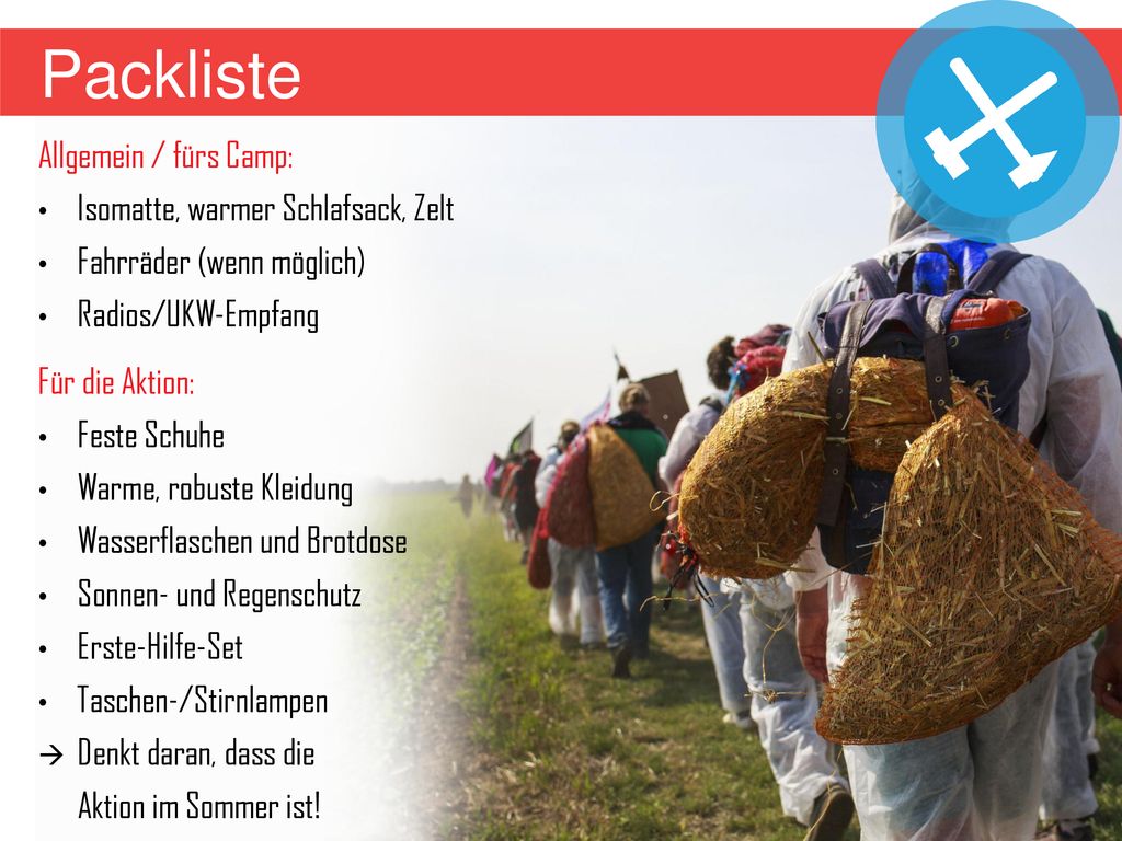Packliste Allgemein / fürs Camp: Isomatte, warmer Schlafsack, Zelt