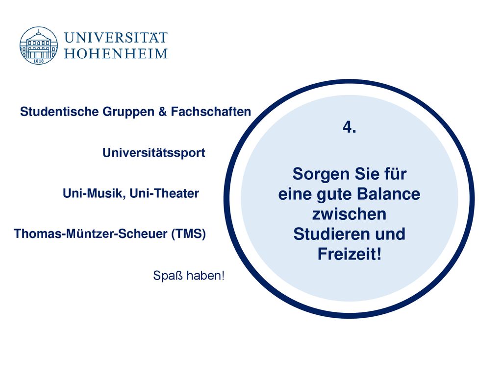 Sorgen Sie für eine gute Balance zwischen Studieren und Freizeit!