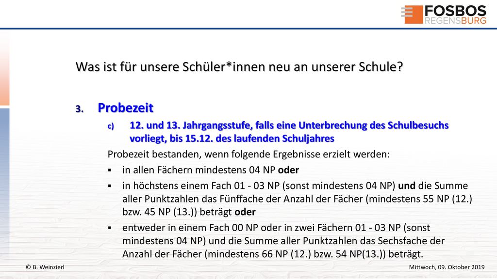 Was ist für unsere Schüler*innen neu an unserer Schule Probezeit