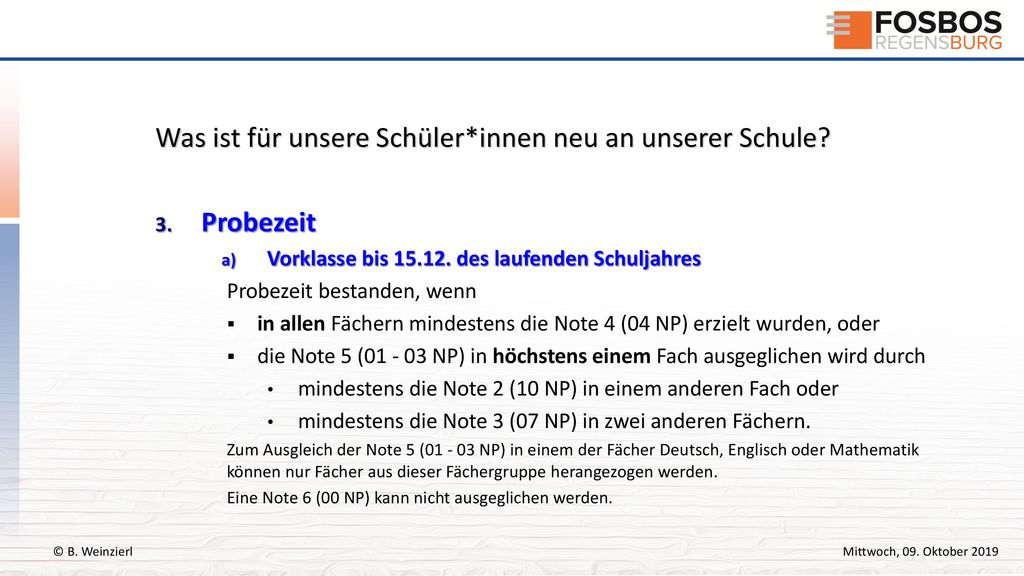 Was ist für unsere Schüler*innen neu an unserer Schule Probezeit