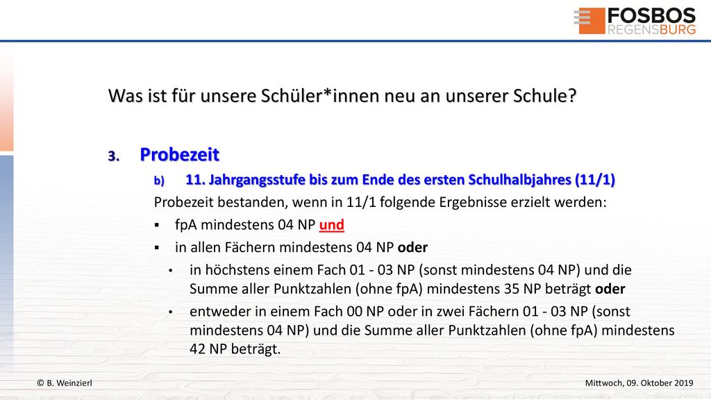Was ist für unsere Schüler*innen neu an unserer Schule Probezeit